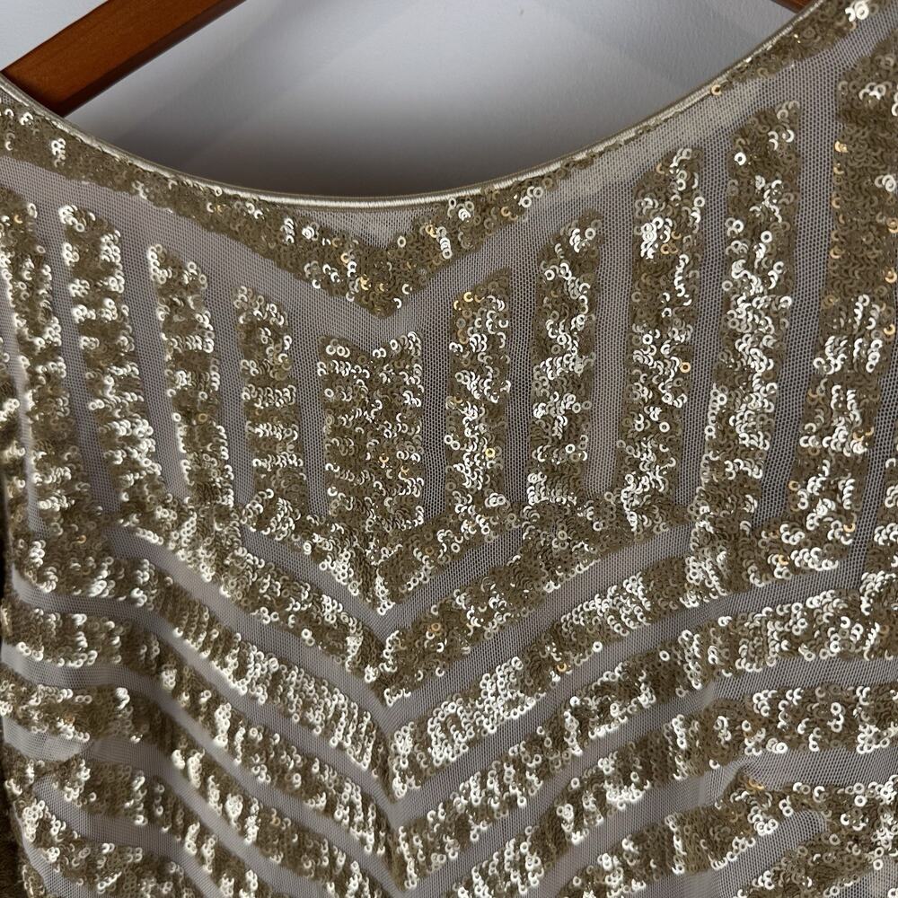 Dress the Population Lola gold sequin long sleeve bodycon mini dress M Fits S - Picture 4 of 14